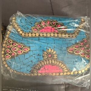 Blue and Pink Mosaic Clutch